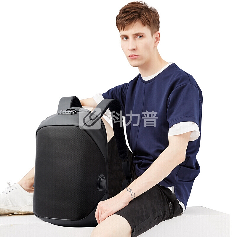 博牌Bopai双肩包男 大容量电脑包 商务背包usb充电 防盗海关锁 韩版帆布旅行包休闲 黑色751-006271