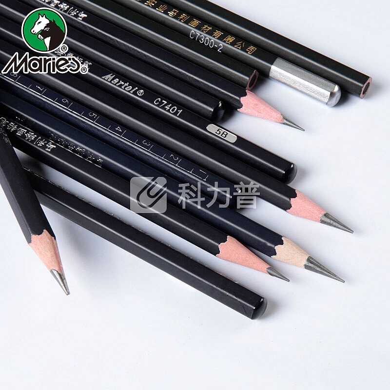 马利 马利（Marie's）素描铅笔套装 初学者学生绘画工具铅笔炭笔橡皮美工刀纸擦笔 玫瑰时钟笔帘 玫瑰时钟笔帘铅笔套装