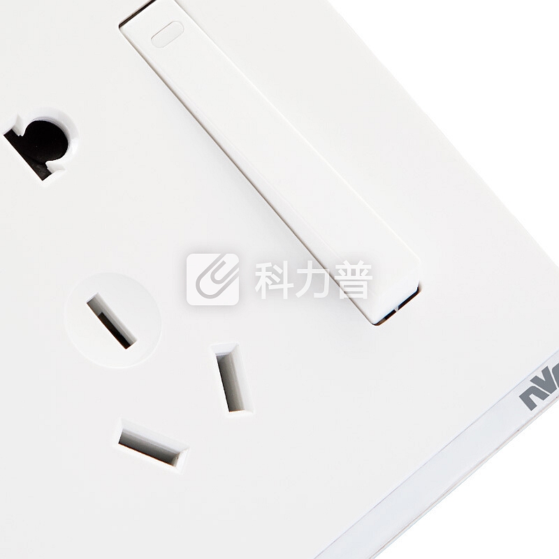 雷士(NVC) 开关插座面板 典雅白系列 一位单开双控五孔 带荧光86型床头开关插座 无边框大翘板面板白色