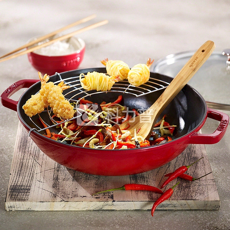 Staub Staub 法国进口 30cm珐琅铸铁锅搪瓷炒锅 红色