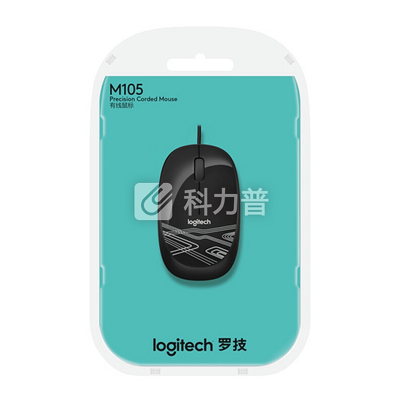 罗技(Logitech)M105有线USB鼠标 家用办公电脑笔记本通用 时尚多彩 炫酷黑