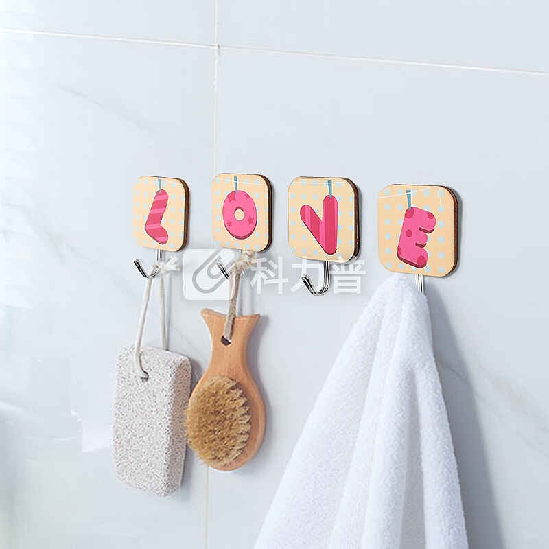 顺美 挂钩 木质挂钩挂钩帖 强力 浴室厨房卫生间无痕铁钩挂钩 LOVE套装 SM-1995