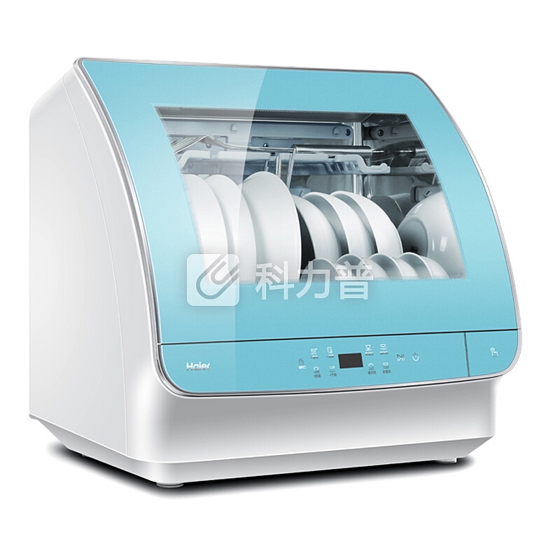 海尔(Haier)小海贝 6套 进口变频电机 全自动洗 简洁安装 双效除菌 活水台式 洗碗机 蒂凡尼蓝 HTAW50STGGB