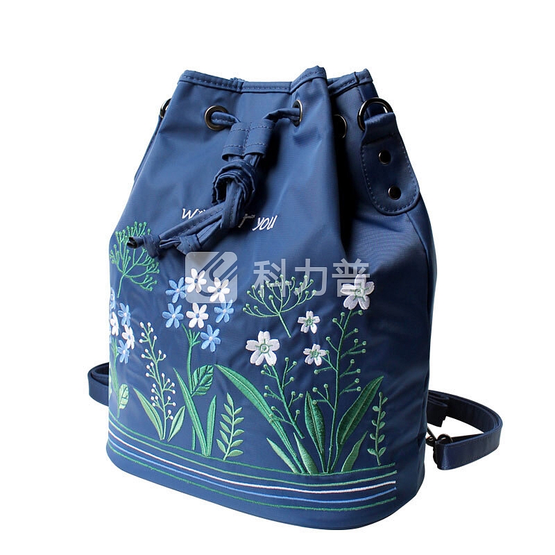 花间公主 花间公主 Without you刺绣斜挎双肩单肩牛津纺帆布尼龙女包1609TDX004蓝色
