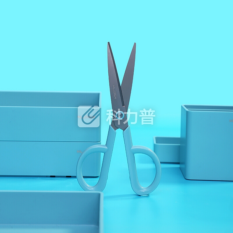 纽赛(NUSIGN)175mm镀钛防粘剪刀 锯齿剪片包胶剪刀 新桥蓝NS053