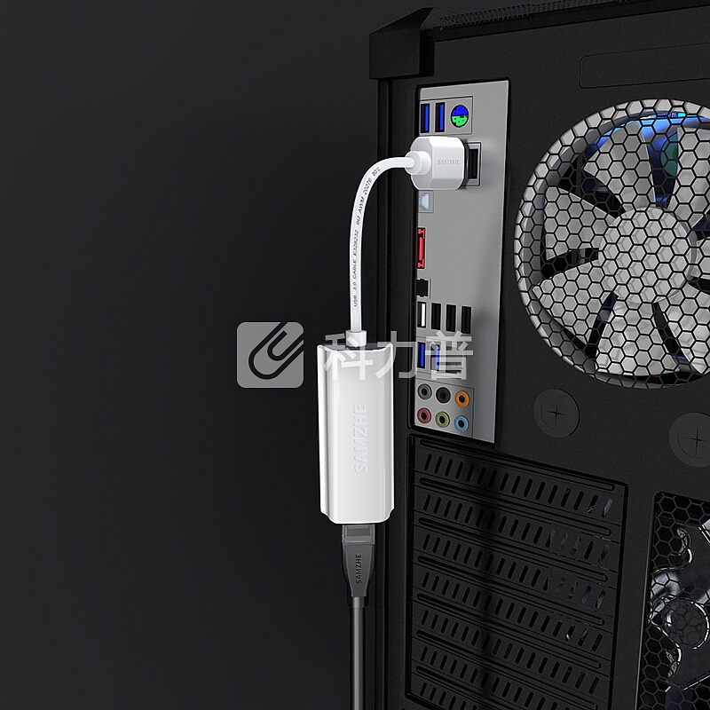 山泽(SAMZHE) USB3.0千兆有线网卡 USB转RJ45网线接口 笔记本电脑电视盒子外置网口转换器 白色 WK01