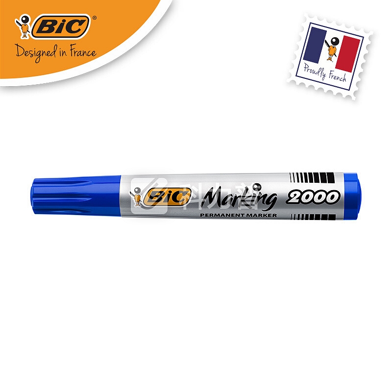 BIC 比克2000大圆头记号笔(蓝) 2支 法国进口文具 马克笔 物流记号笔油性大头笔