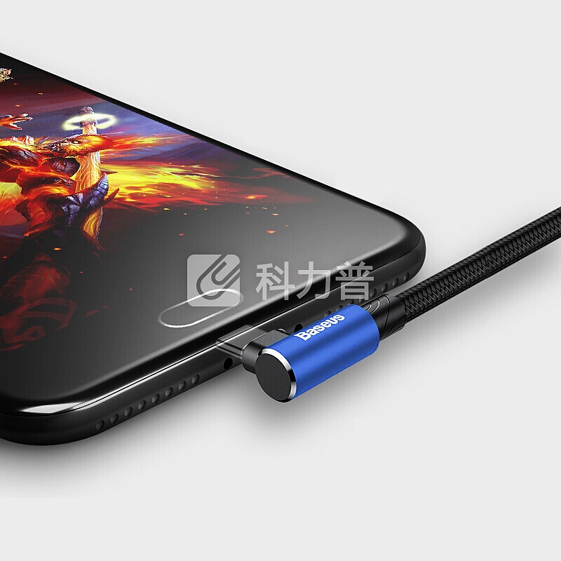 倍思(Baseus)Micro数据线安卓手机快充游戏吃鸡神器正反盲插充电器线VIVO/OPPO/小米/华为L型弯头线1米 蓝