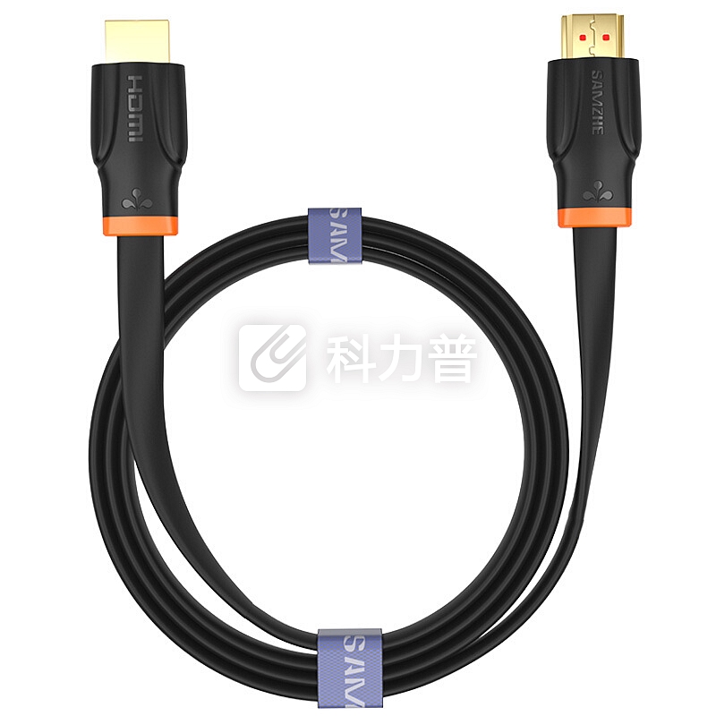 山泽(SAMZHE) HDMI2.0版2K*4K数字高清线 橙黑1.5米扁平线 电脑电视机机顶盒投影仪连接柔软线 SM-CB15