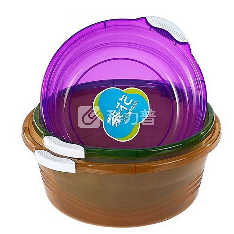 茶花 CHAHUA 茶花 塑料盆子洗脸盆洗衣盆 38cm泡脚盆 03431K* 透明紫