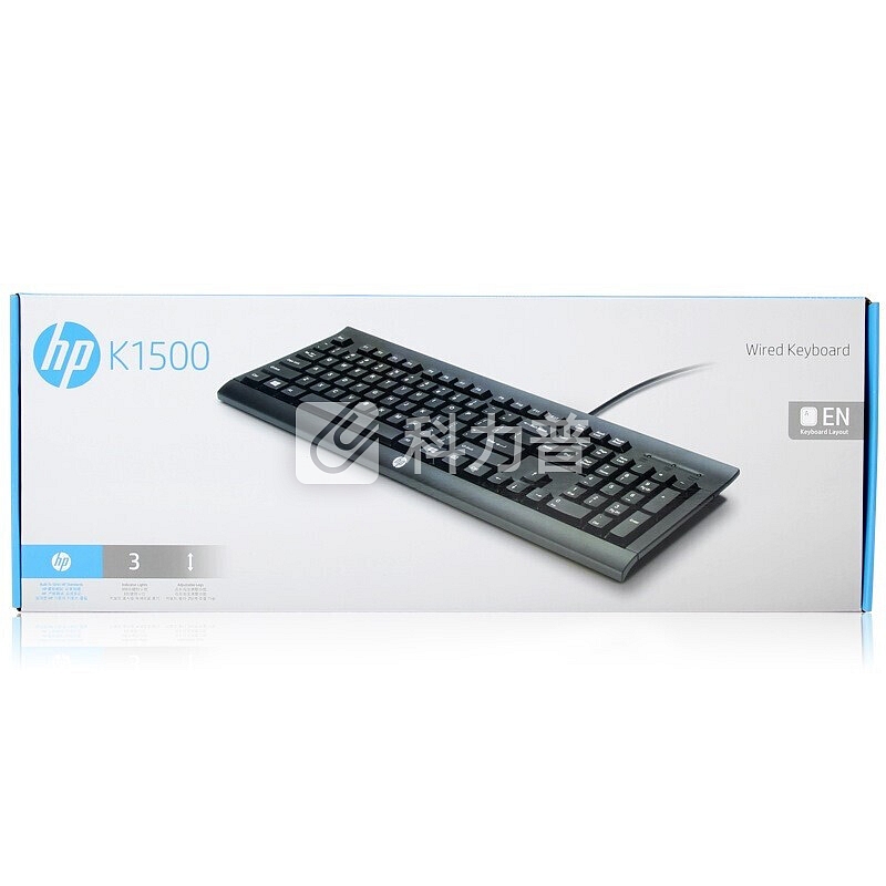 惠普 HP 惠普（HP）K1500有线单键盘 笔记本台式机电脑办公商务键盘 黑色