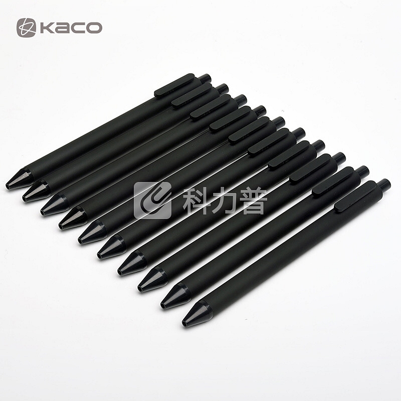 KACO PURE书源按动彩色中性笔0.5 彩色黑色水笔手账笔办公签字笔彩虹笔 黑杆黑芯10支