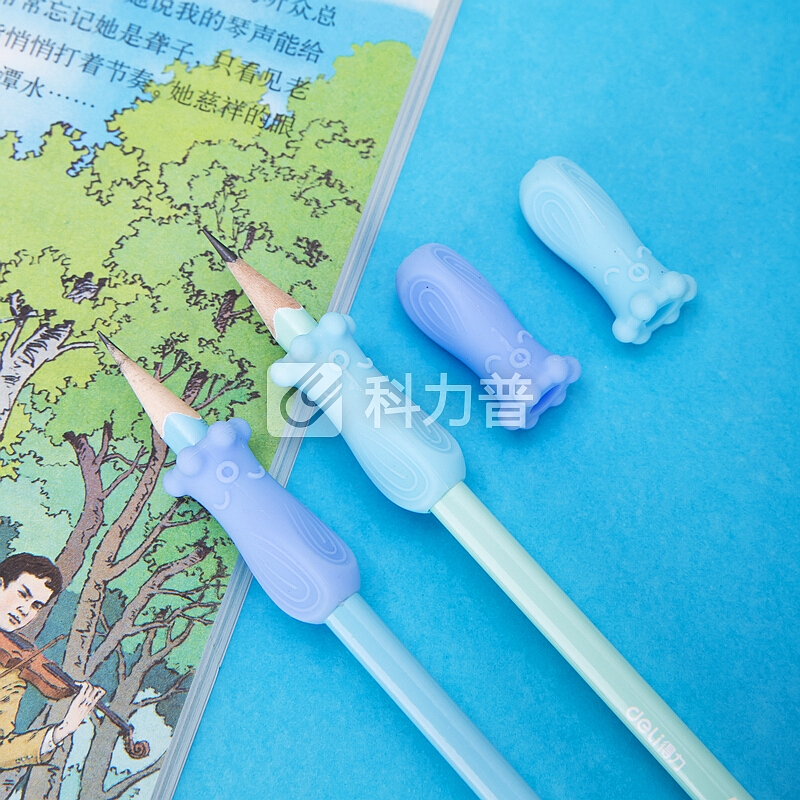 得力(deli)4个学生握笔器硅胶儿童写姿矫正器小学生初学练字幼儿铅笔笔套铅笔延长器 69353
