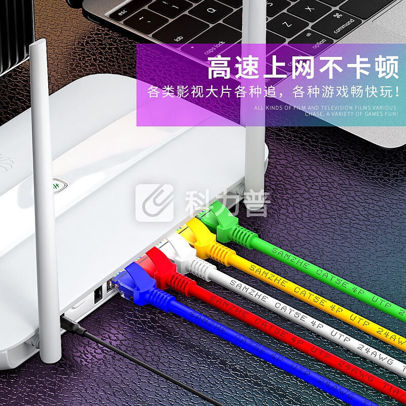 山泽(SAMZHE)超五类网线 工程级高速CAT5e类百兆电脑网络连接跳线 成品网线 红色0.5米WXH-005C