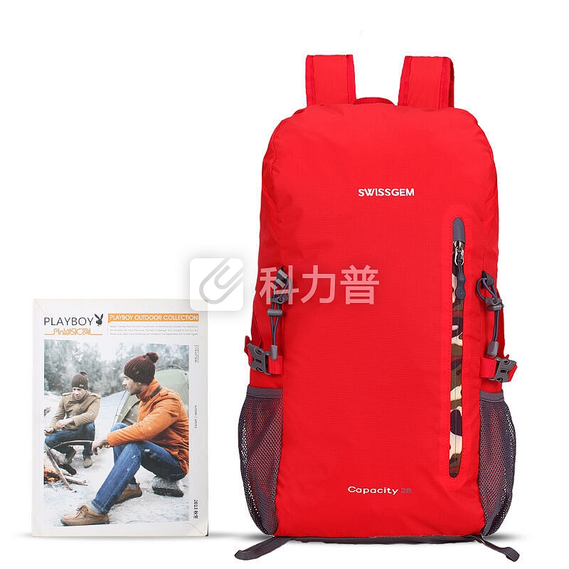 SVVISSGEM SVVISSGEM 双肩包男女 14英寸双肩电脑包 大容量时尚休闲旅行包背包户外登山包28L SA-9831 红色