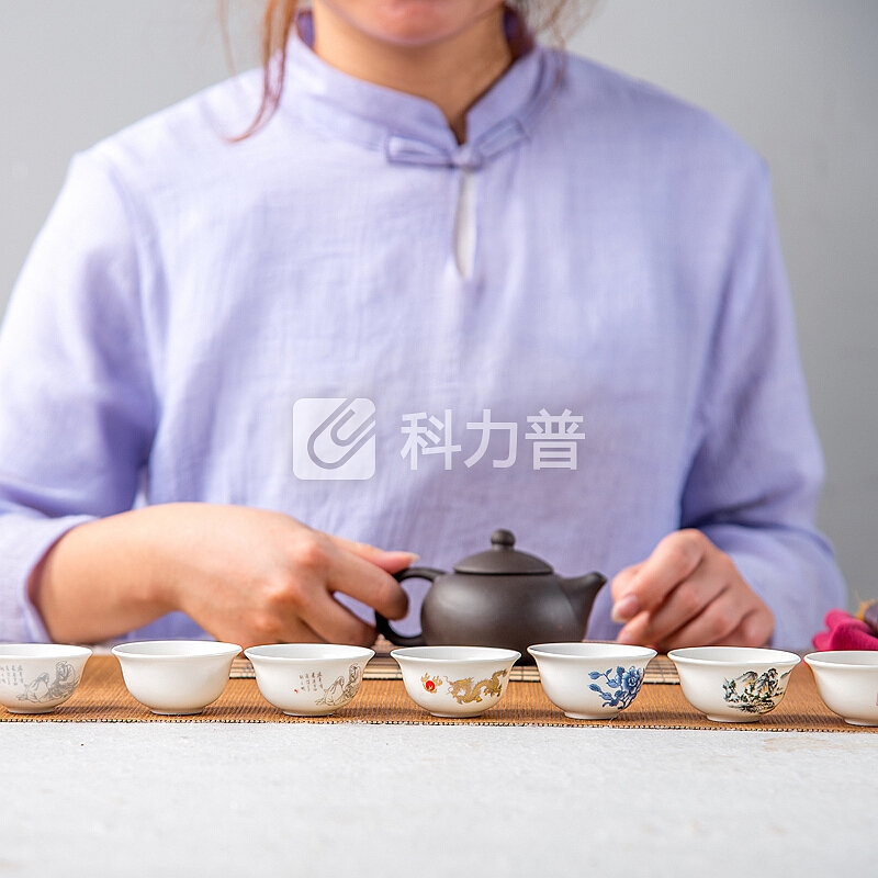 聚森 青花白瓷单品茶杯 陶瓷茶杯品茗杯小茶杯 功夫茶具配 水杯子 茶碗瓷杯 喝茶杯 瓷茶杯 山水白瓷品杯