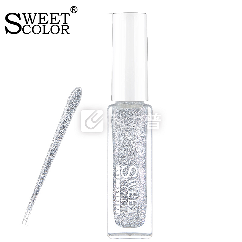 Sweetcolor 拉线笔001 10ml 细银色(法国原料 环保指甲油 法式美甲 持久 浅灰闪粉金属色