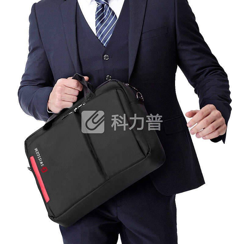 SVVISSGEM 单肩包 14.6英寸商务单肩电脑包时尚公文包手提包 多功能手提单肩斜挎包男 SA-5015 黑色