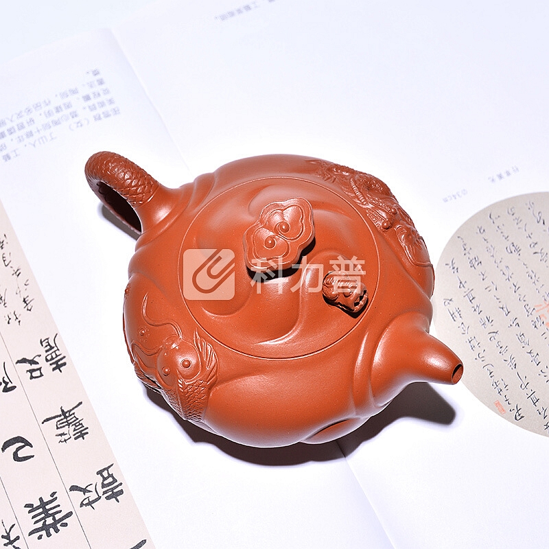 吉羊 jiyang 吉羊 宜兴紫砂壶纯全手工茶壶名家茶具泡茶壶 原矿朱泥鱼化龙壶260ml