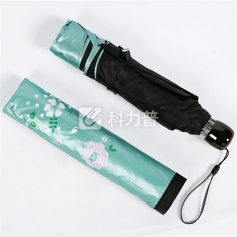 天堂 天堂伞 雪月风花黒涤彩胶三折铅笔伞太阳伞晴雨伞307E浅湖绿