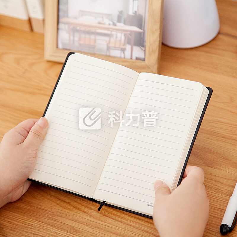 广博(GuangBo)25K120张简约硬挺商务皮面记事本子/文具笔记本 黑色GBP25733