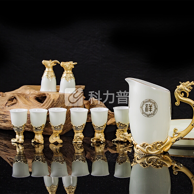 乐享 景德镇陶瓷酒具套装创意礼品生日送礼酒具十二生肖白酒杯套装