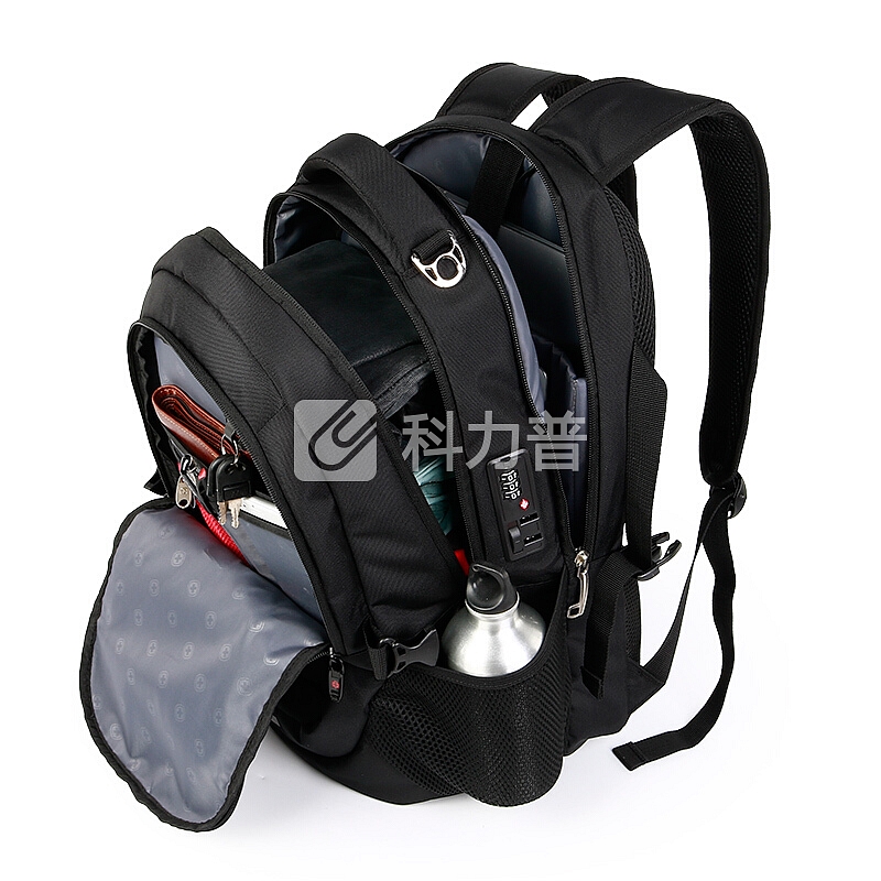 CROSSGEAR 加密防盗 双肩包商务笔记本电脑包15.6英寸 男休闲运动大容量旅行背包双肩书包 CR-9008I黑色
