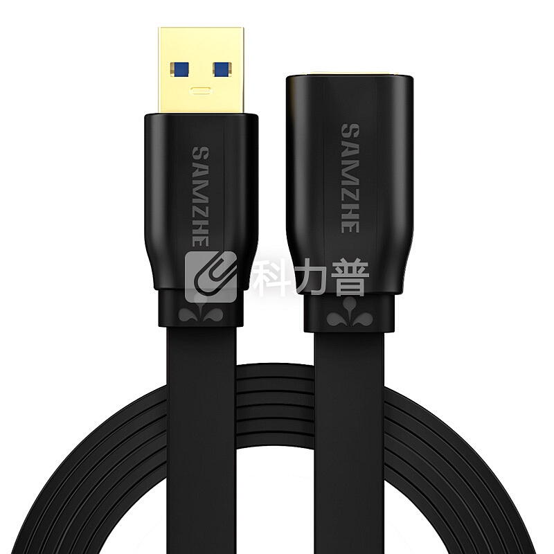 山泽(SAMZHE)USB延长线usb3.0高速传输数据线 公对母 AM/AF U盘鼠标键盘加长线 扁平黑色2米AP-320