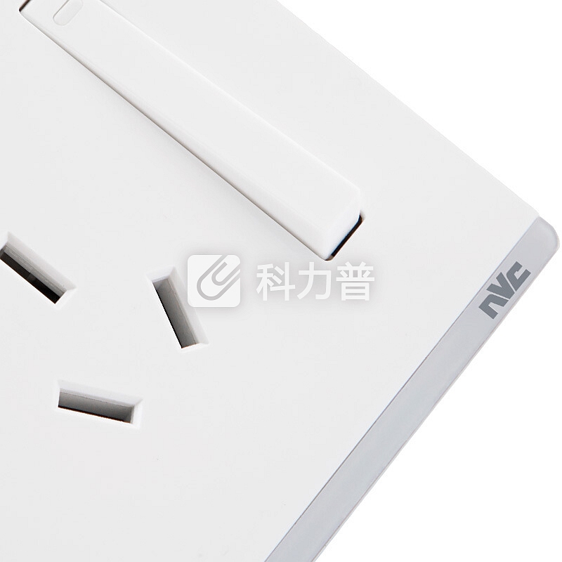 雷士(NVC) 开关插座面板 典雅白系列 16A一位单开单控三孔 带荧光86型空调开关无边框大翘板面板白色