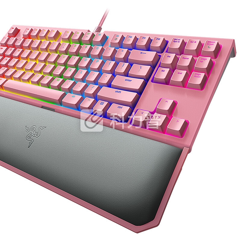 雷蛇(Razer)黑寡妇蜘蛛竞技幻彩版V2-粉晶 绿轴 电竞游戏机械键盘 RGB背光 绝地求生吃鸡键盘