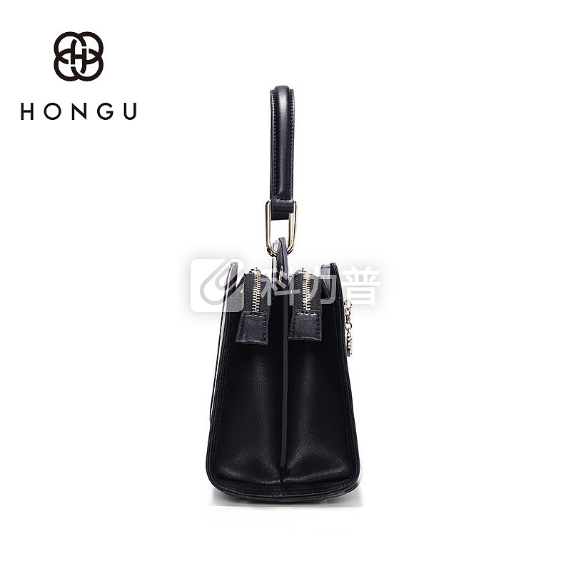 红谷 HONGU 红谷（HONGU）女包包撞色单肩包潮流手提包包女士手提单肩包斜挎包 H5141378漆黑