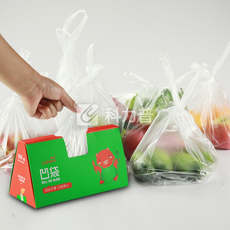啦哄 家用背心式加厚手提食品保鲜袋凹袋100只*2盒
