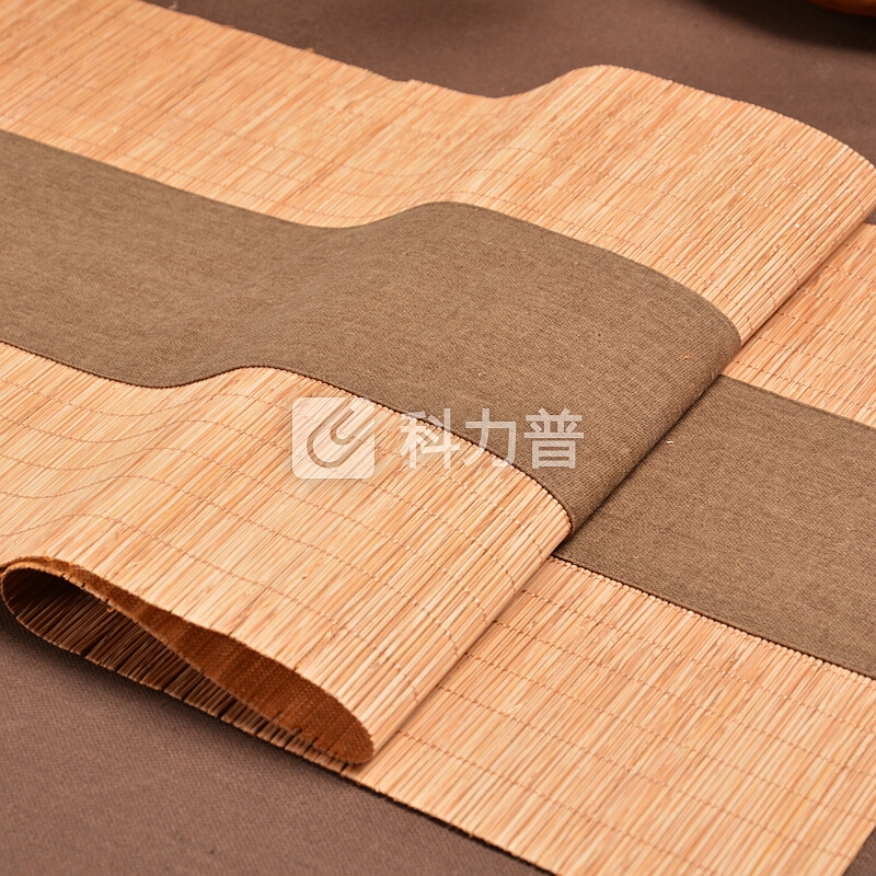 尚帝(shangdi)竹编茶席麻布茶垫布艺棉麻茶布桌旗茶道茶具配件 知足咖啡色30*150cm