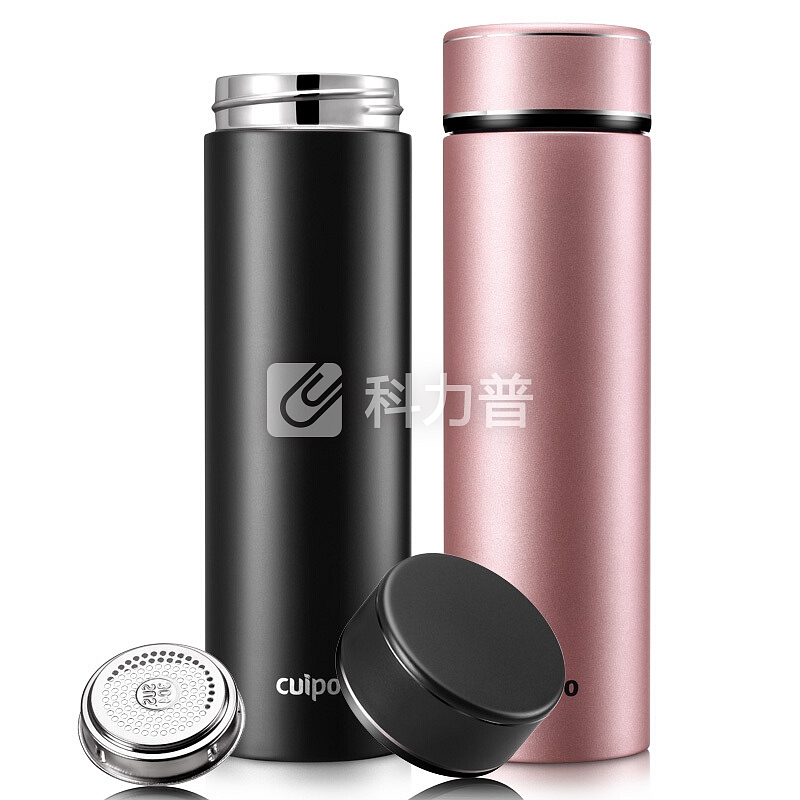 cuipo保温杯男304不锈钢水杯商务茶杯女真空便携杯子500ml 睿智黑