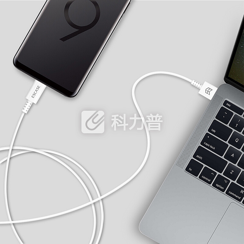 ESCASE 小米充电器华为充电头适用原装手机数据线Type-c荣耀三星s8锤子套装线充快充1米安卓USB单口C01版白