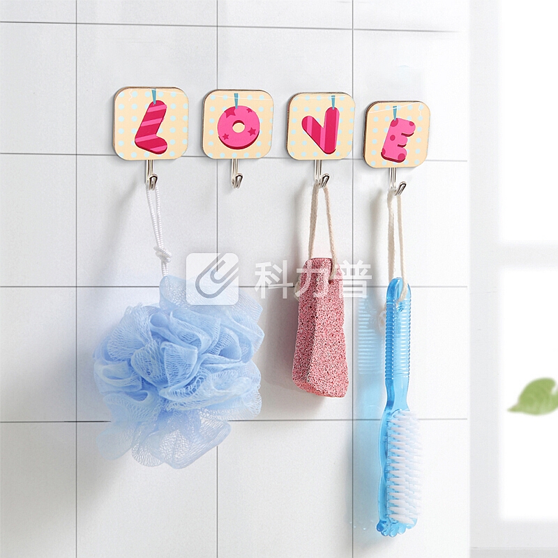 顺美 挂钩 木质挂钩挂钩帖 强力 浴室厨房卫生间无痕铁钩挂钩 LOVE套装 SM-1995