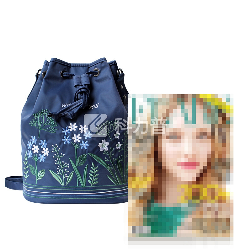 花间公主 花间公主 Without you刺绣斜挎双肩单肩牛津纺帆布尼龙女包1609TDX004蓝色