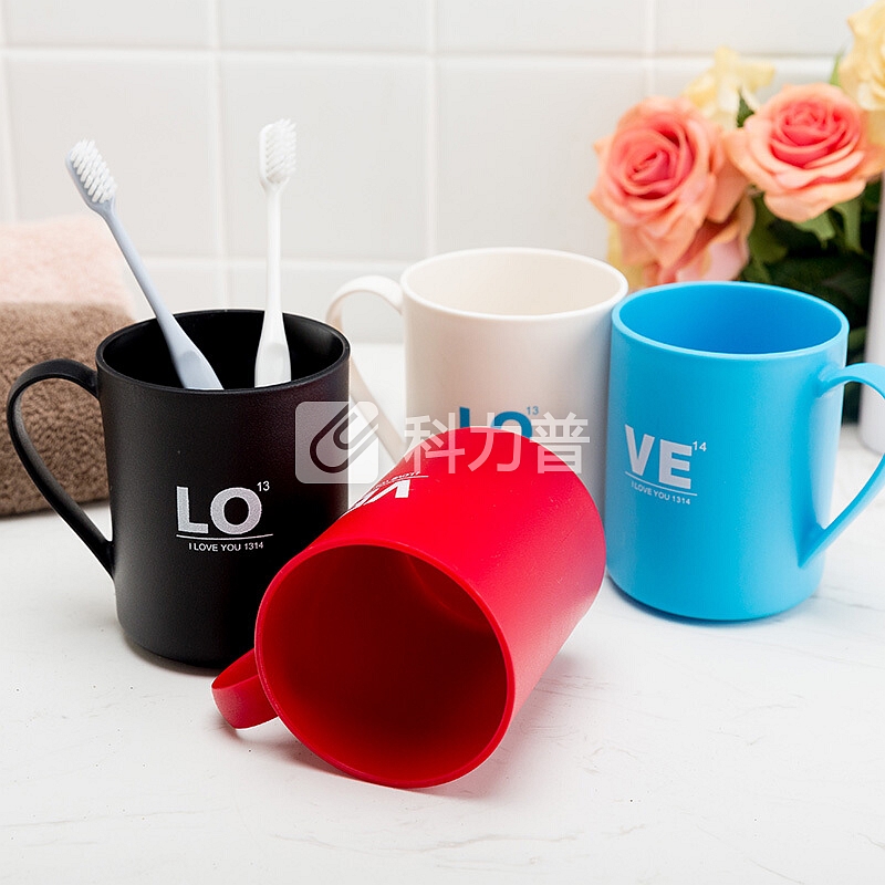 优鹉 优鹉 七夕情人节情侣塑料漱口杯牙刷杯便携漱口杯礼品套装 红黑套装