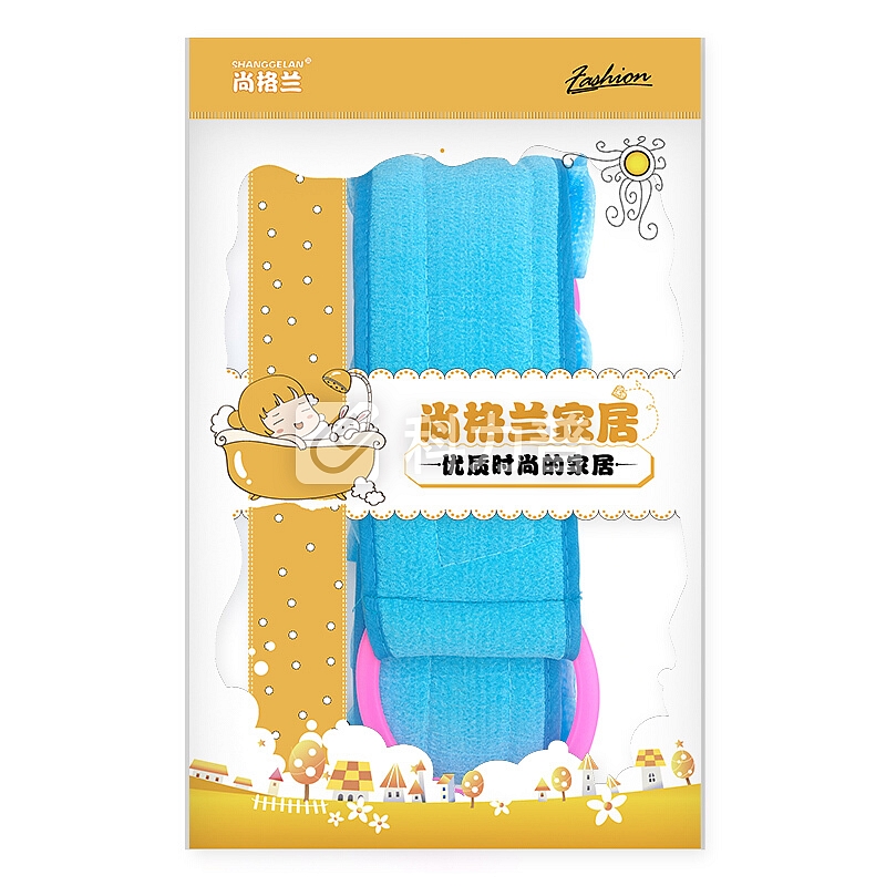 尚格兰 拉背条双面搓澡巾搓背巾 强力浴花洗澡刷沐浴球洗澡巾 男女通用搓澡神器(蓝色)