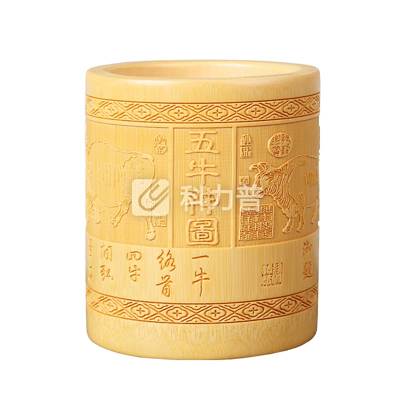 湖颖毛笔笔筒摆件竹子收纳文房用品笔搁笔架 厚德载物