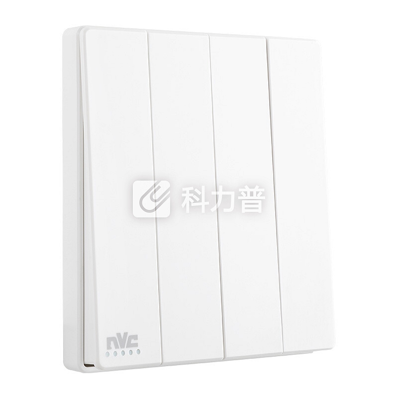雷士(NVC) 开关插座面板 灵动系列 四位四开单控 带荧光86型床头开关插座 无边框大翘板面板白色