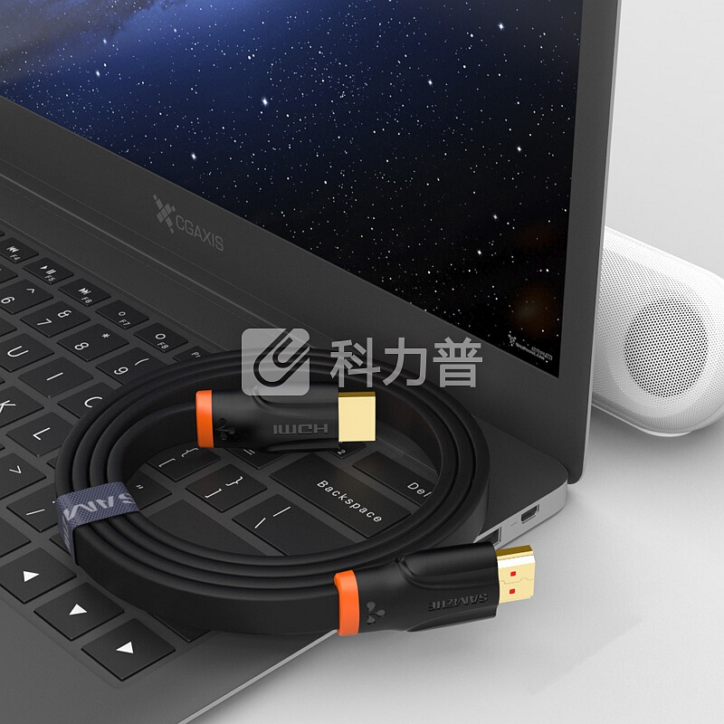 山泽(SAMZHE) HDMI2.0版2K*4K数字高清线 橙黑1.5米扁平线 电脑电视机机顶盒投影仪连接柔软线 SM-CB15
