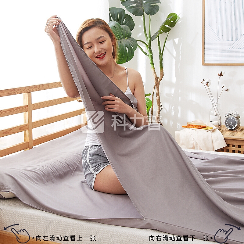 班哲尼 隔脏床单睡袋聚酯纤维旅行酒店防脏床单睡袋单人双人加宽便携式旅游防脏床单 驼色115*210cm