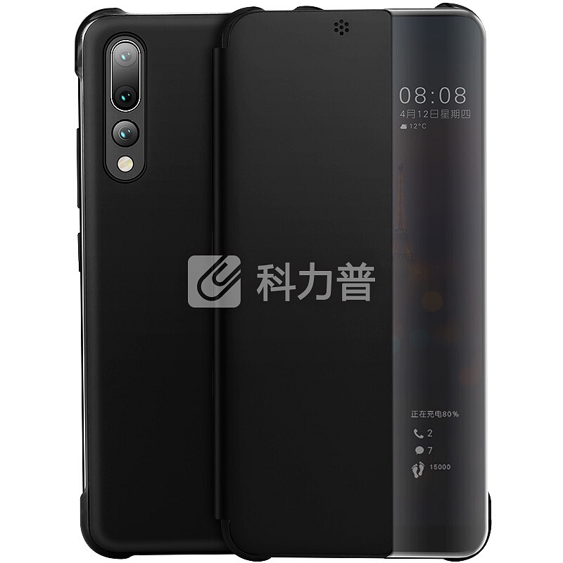 慕臣 华为P20手机壳p20pro智能全景视窗保护套全包防摔商务休眠翻盖皮套男女超薄潮款 华为P20【黑色】送钢化膜
