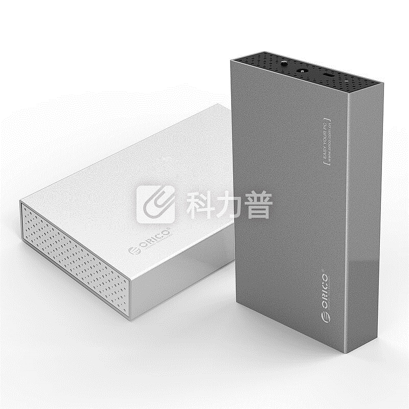 奥睿科(ORICO)移动硬盘盒3.5英寸Type-C SATA串口笔记本台式机硬盘外置盒子 全铝带电源 灰色3518C3