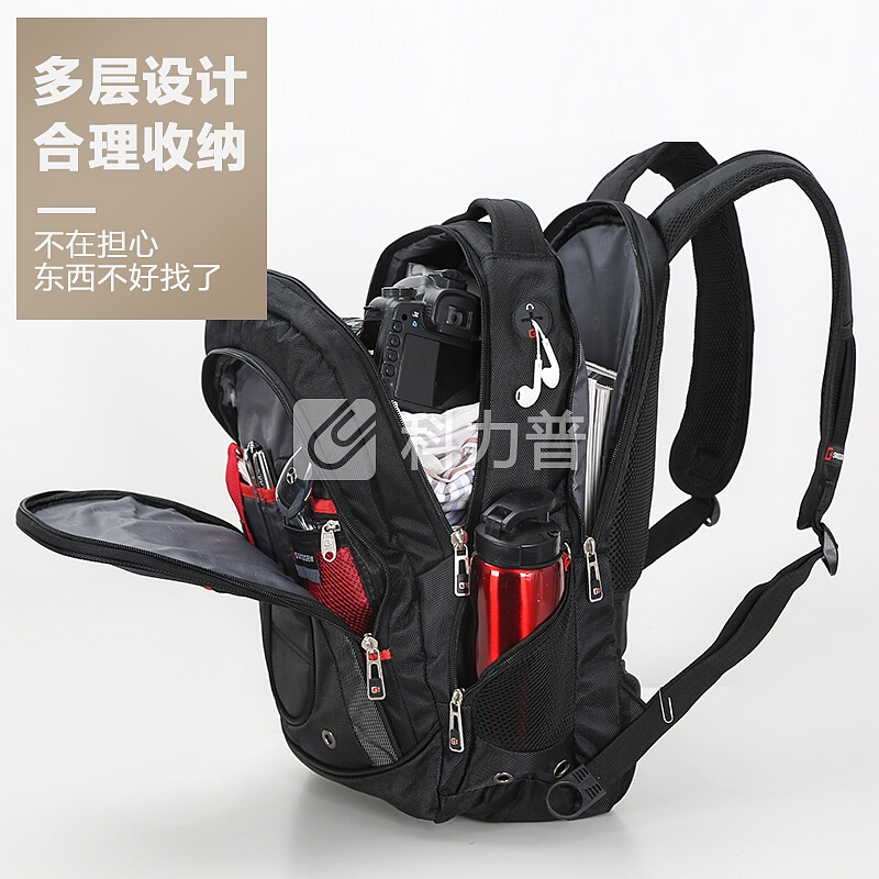 SVVISSGEM 双肩包书包 防水商务笔记本电脑包15.6英寸 大容量双肩背包男 SA-9360III黑色