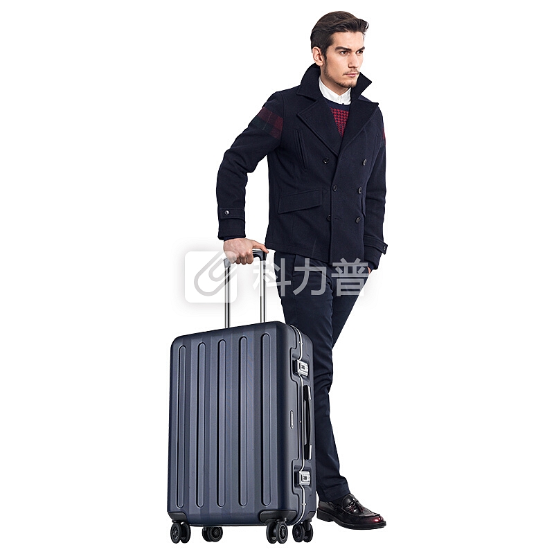 爱可乐(Echolac)铝框拉杆箱 防刮双TSA密码锁行李箱 双排8轮旅行箱PCT008E深蓝色20英寸
