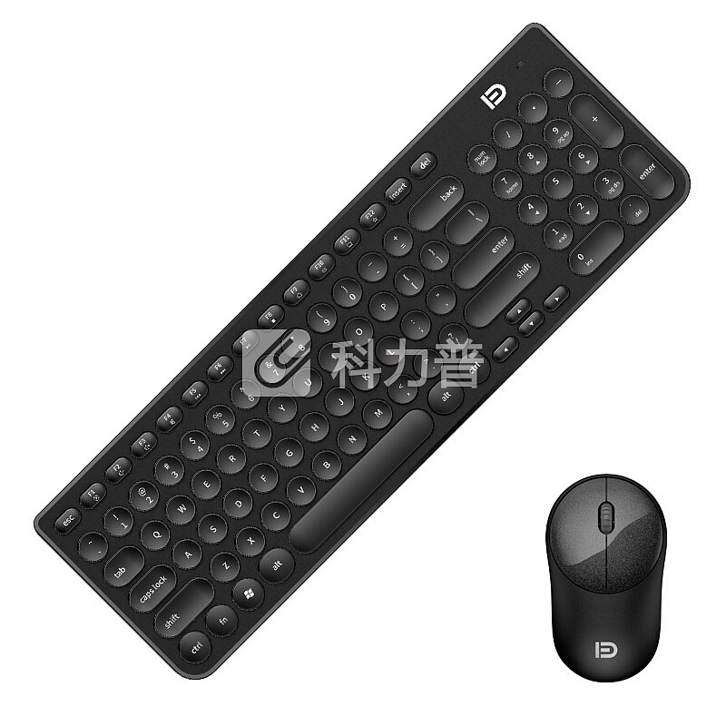 富德 ik6630无线静音键盘鼠标套装 家用台式电脑办公笔记本通用 复古圆形键帽 超薄巧克力键鼠套装 黑色