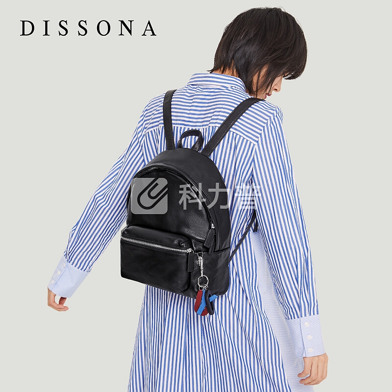 DISSONA 迪桑娜（DISSONA）欧美时尚女包小双肩包时尚防泼水通勤简约手提女士真皮背包 81820194026000 黑色