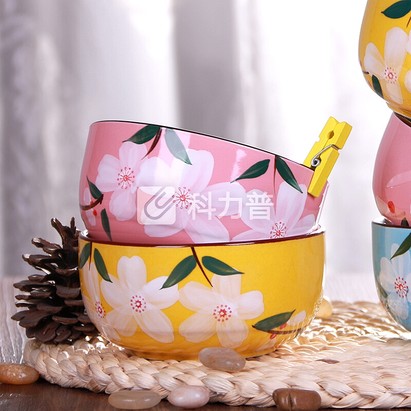 唐贝 餐具套装家用米饭碗筷子景德镇日式手绘礼盒 樱花蓝四碗四筷